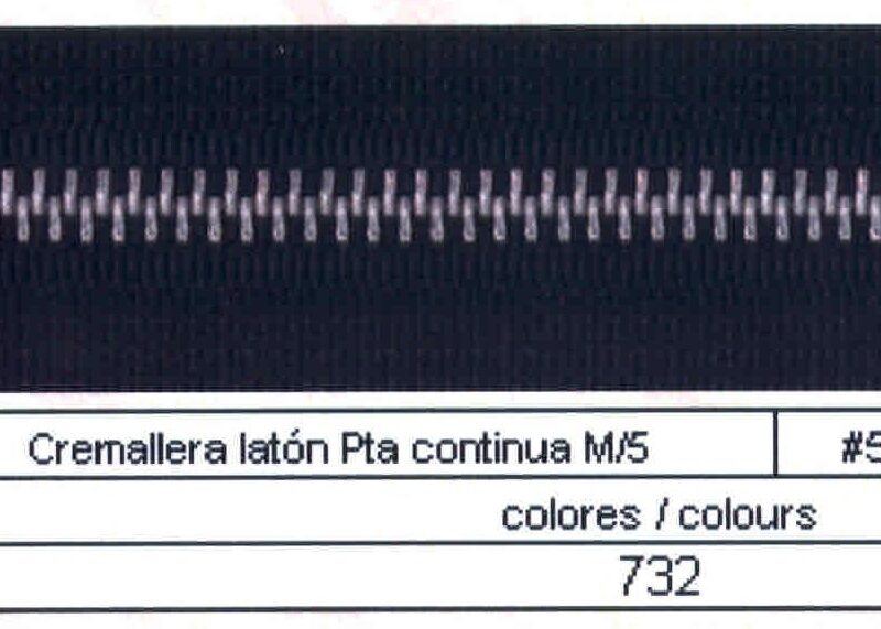 Cremallera SNS Latón Plata Continua num. 5 a Metros
