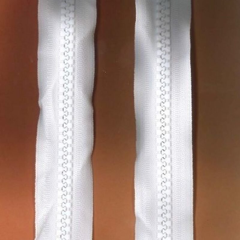 Cremallera malla 10 CH inyectada Separador de 5 metros Blanco