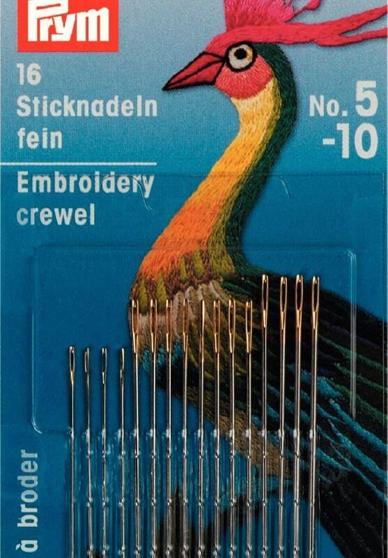 Agujas de bordar "Crewel" Prym Nº 5-10 Surtidas 125543
