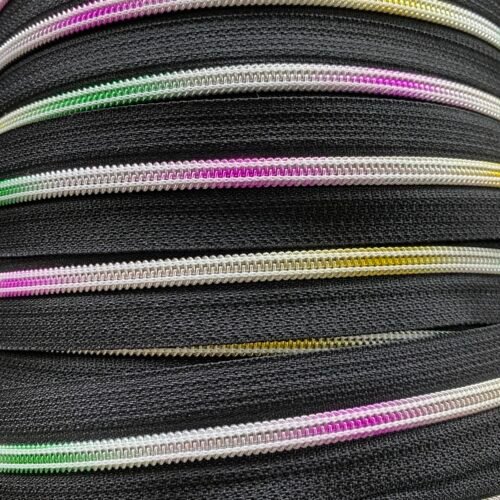 Cinta continua de cremallera nº 5 a metros Fantasia Negro/Irisado