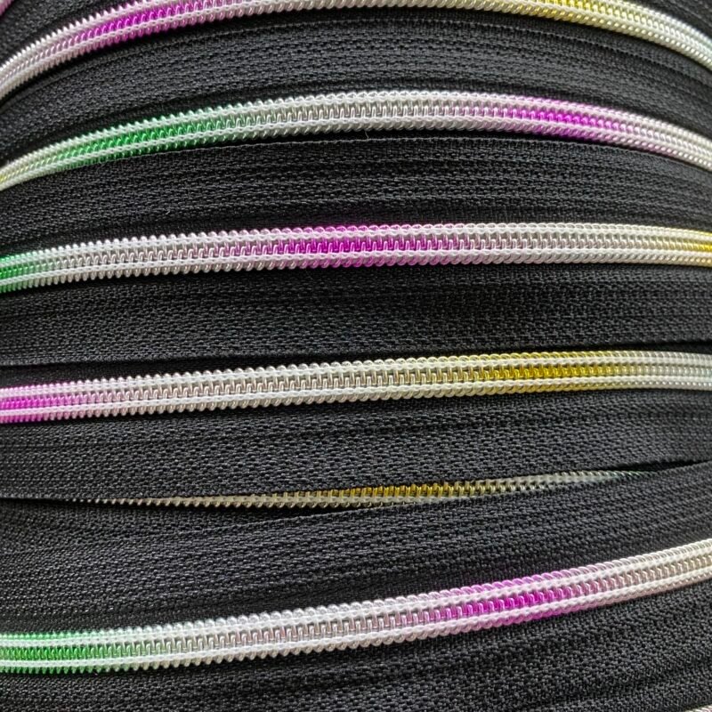 Cinta continua de cremallera nº 5 a metros Fantasia Negro/Irisado