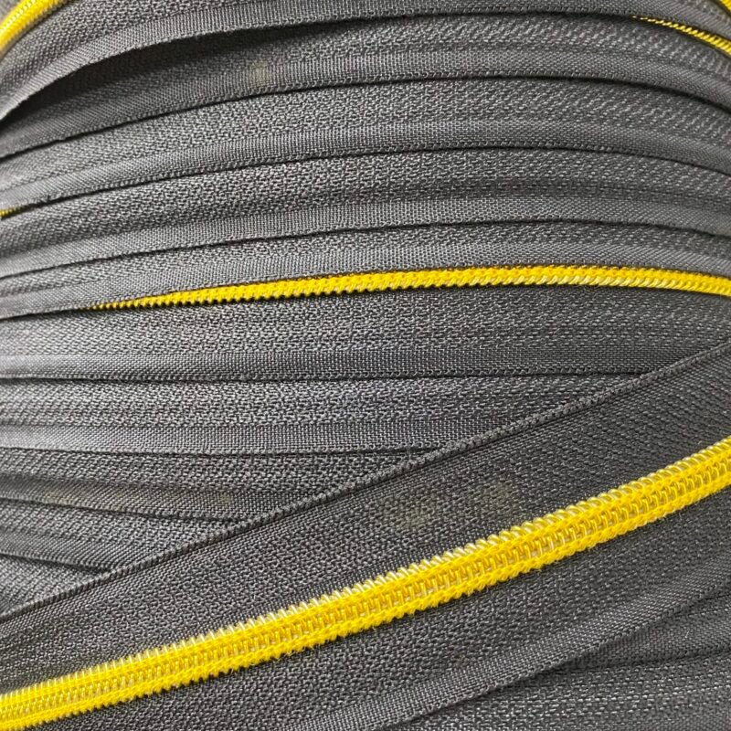 Cinta continua de cremallera nº 5 a metros Fantasia Negra/Dorada