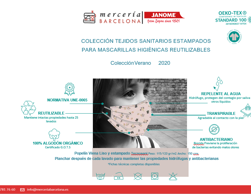 TEJIDO SANITARIO LISO PARA MASCARILLAS HIGIÉNICAS REUTILIZABLES