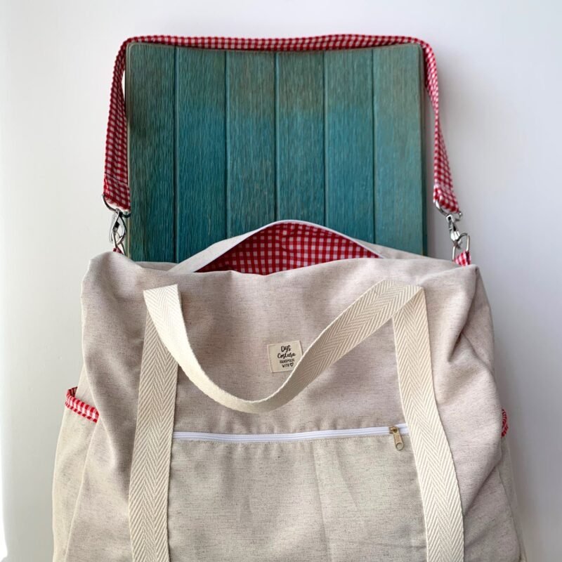 KIT BOLSO BARCELONA EN VICHY COLOR ROJO