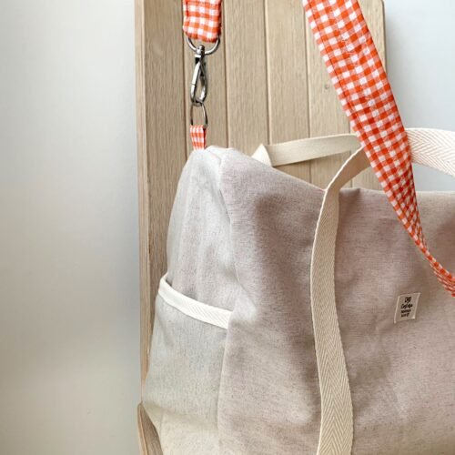 KIT BOLSO VICHY ALGODÓN COLOR NARANJA