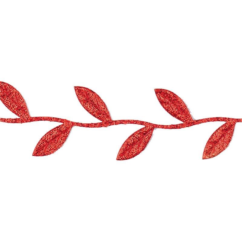 CINTA FANTASÍA 3 CM. HOJAS PURPURINA-ROJO