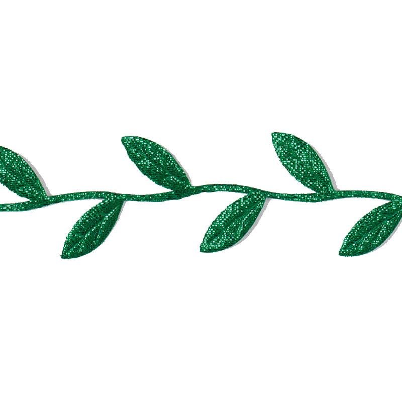 CINTA FANTASÍA 3 CM. HOJAS PURPURINA-VERDE BOTELLA