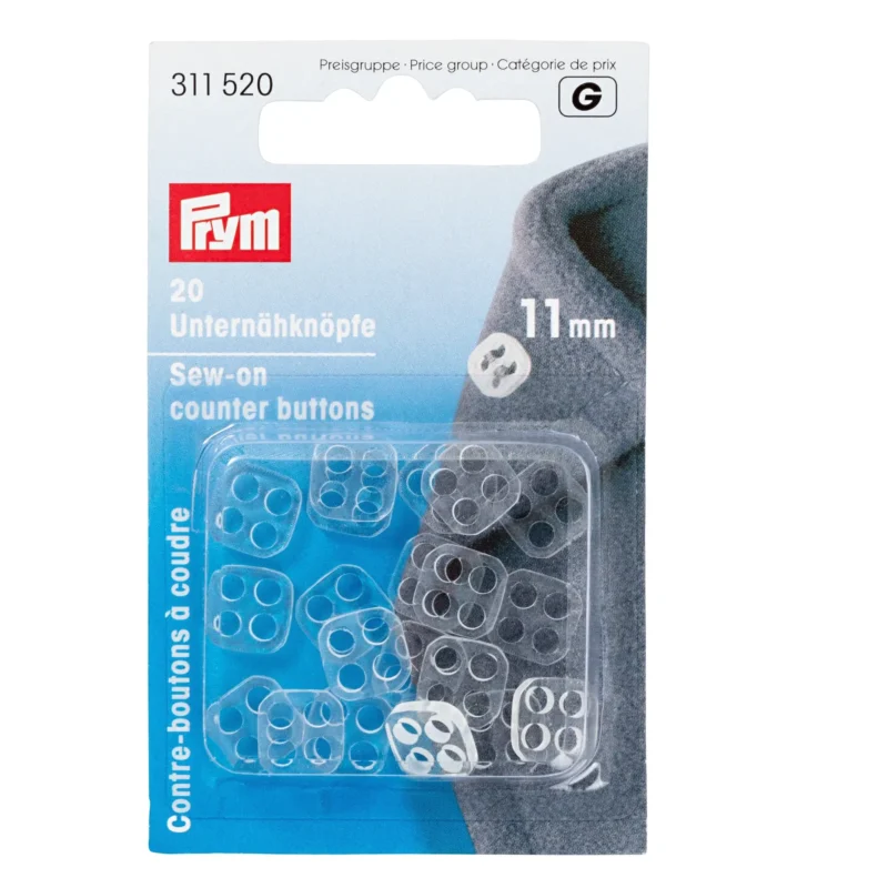 Contrabotones de coser poly 11 mm transparente Prym 311520
