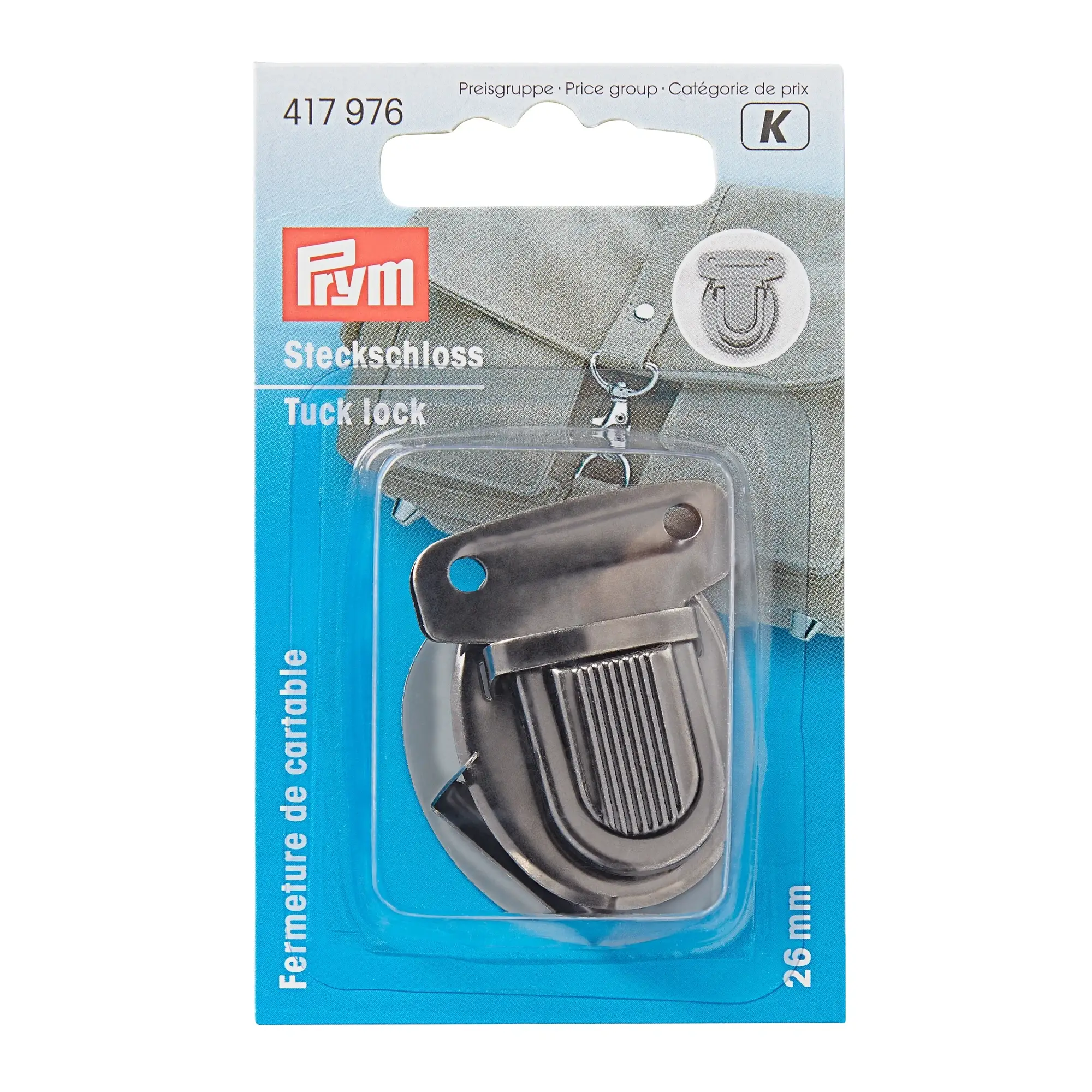 Cierre pasador metálico 26 mm plateado viejo PRYM 417976