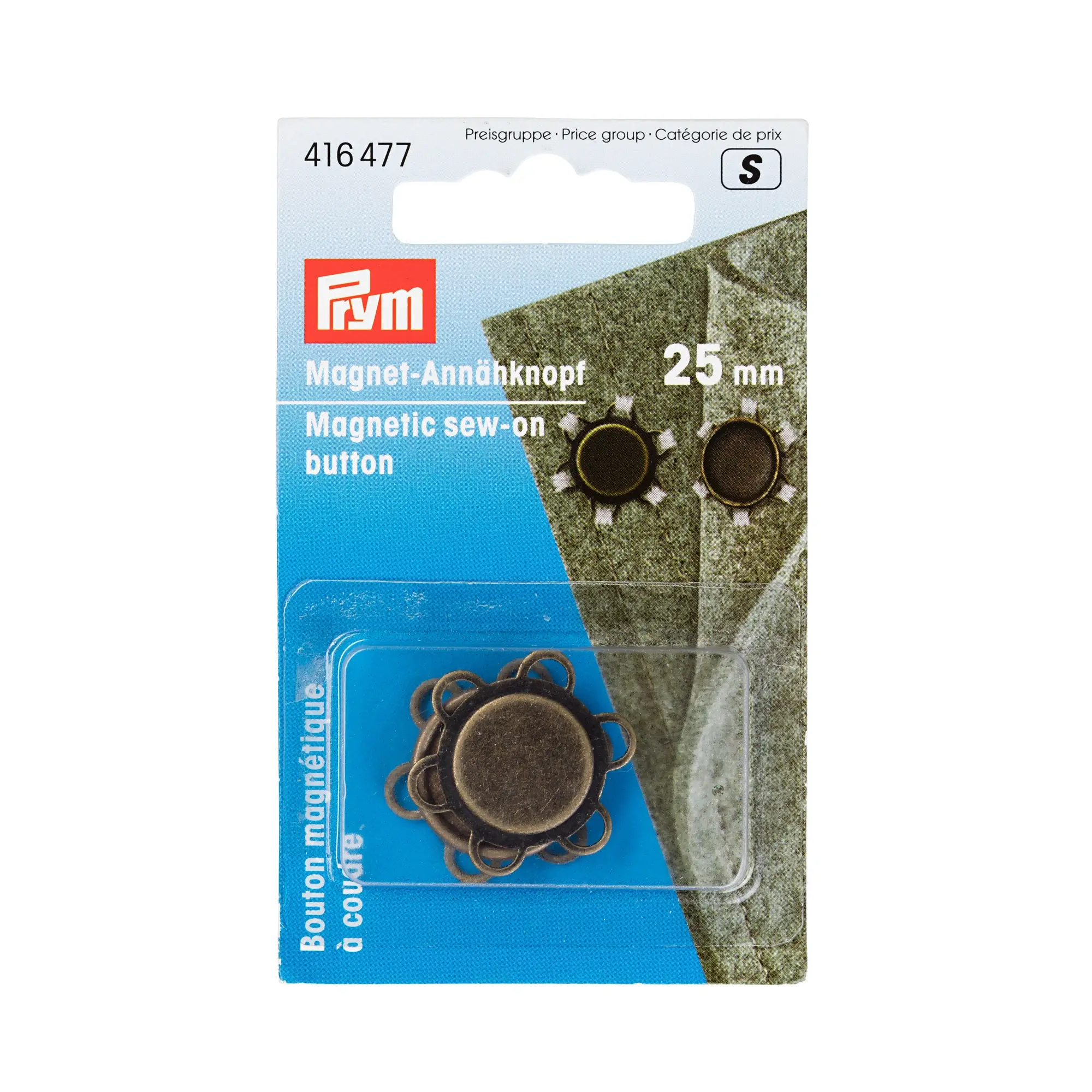 Botón magnético 25 mm latón viejo Prym 416477