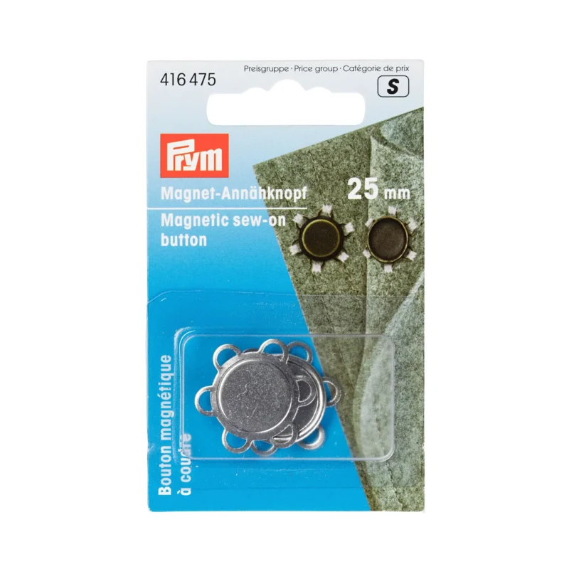 Botón magnético 25 mm plateado Prym 416475