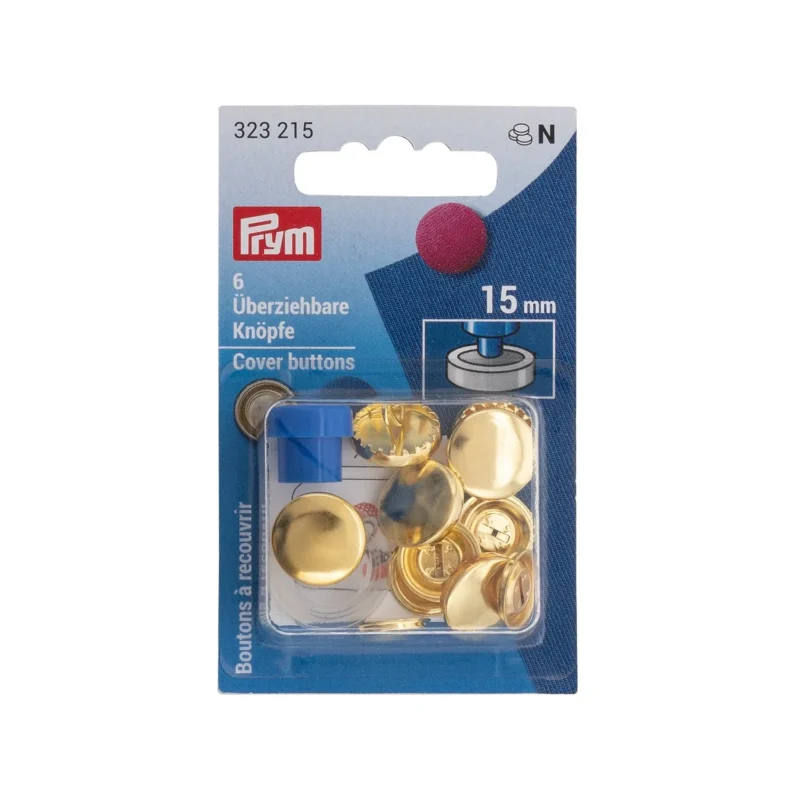 Botones revestibles 15 mm dorado con herramientas Prym 323215