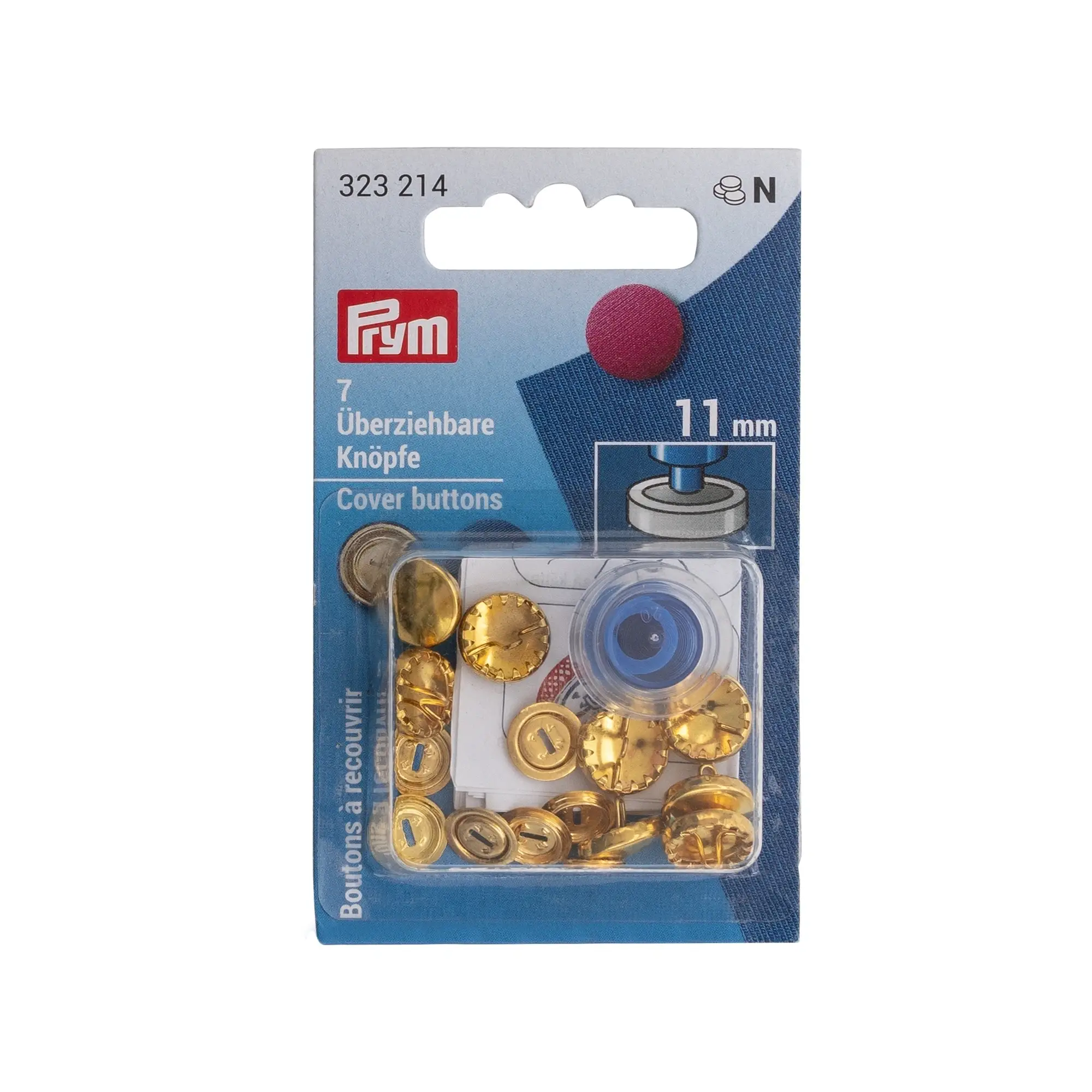 Botones revestibles 11 mm dorado con herramientas Prym 323214