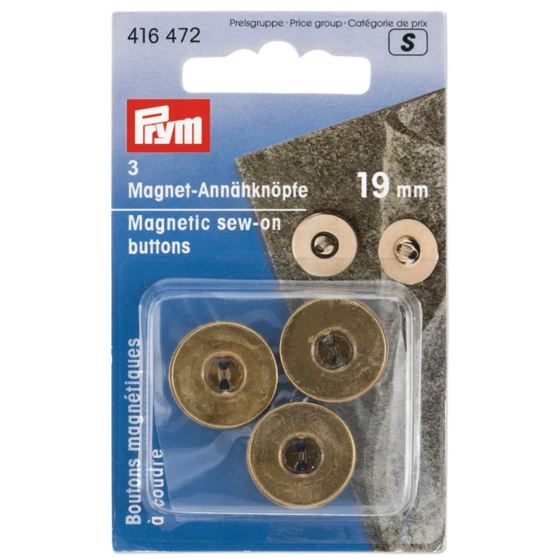 Botones magnetico 19 mm latón viejo Prym 416472