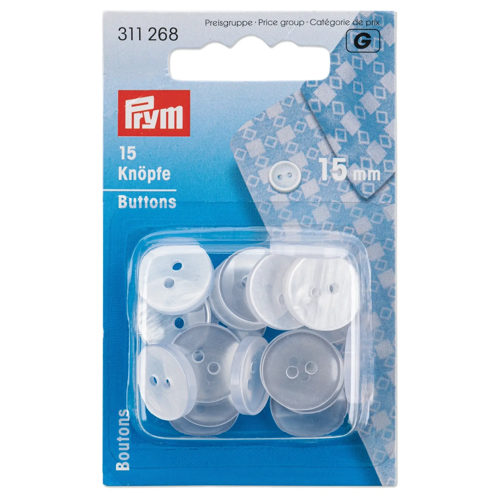 Botones de plastico 15 mm imit. nacár Prym 311268