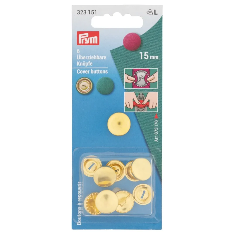 Botones revestibles 15 mm plateado Prym 323151