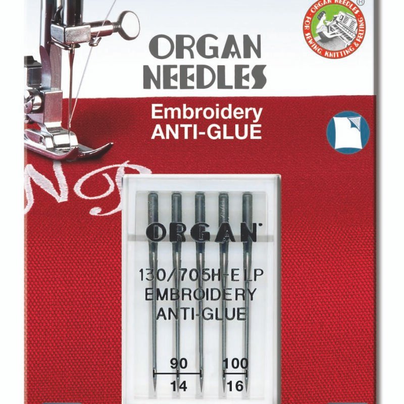 Agujas para Maquina de coser ORGAN EMBROIDERY ANTI-GLUE 130/705H-E-LP 90,100-Ref.5117000BL