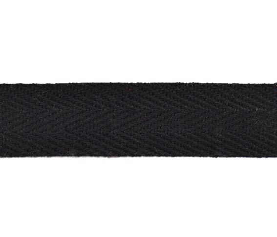 Cinta rígida espiga lisa algodón 2.5 cm. Color Negro 001